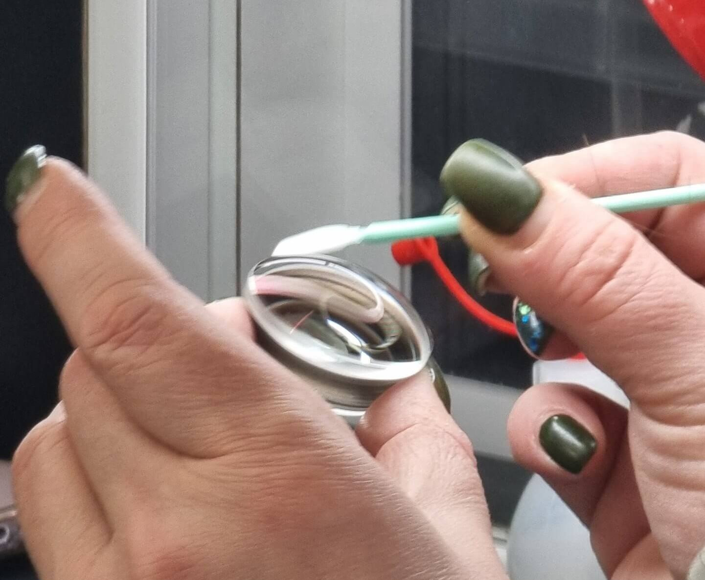 Steiner optic lenses being checked in the factory