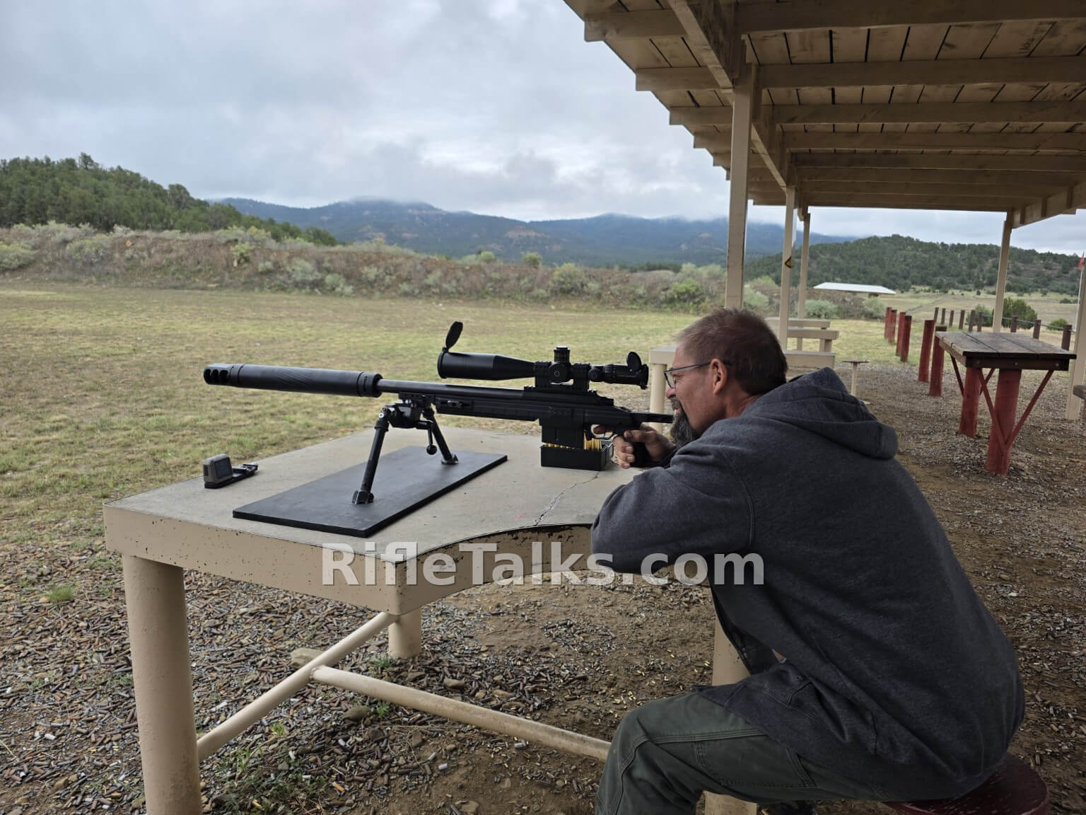 Rob Goehring with his .510 Whisper rifle during RifleTalks testing